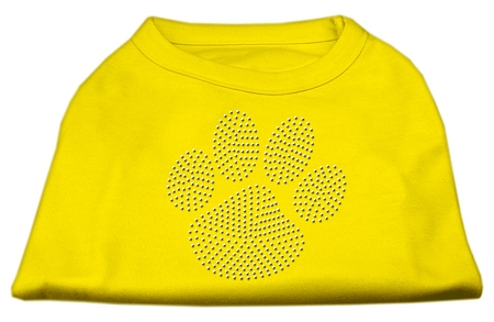 Clear Rhinestone Paw Shirts Yellow XXL